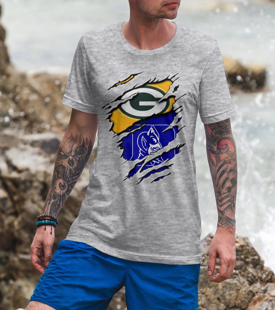 Green Bay Packers Duke Blue Devils Fusion T-Shirt