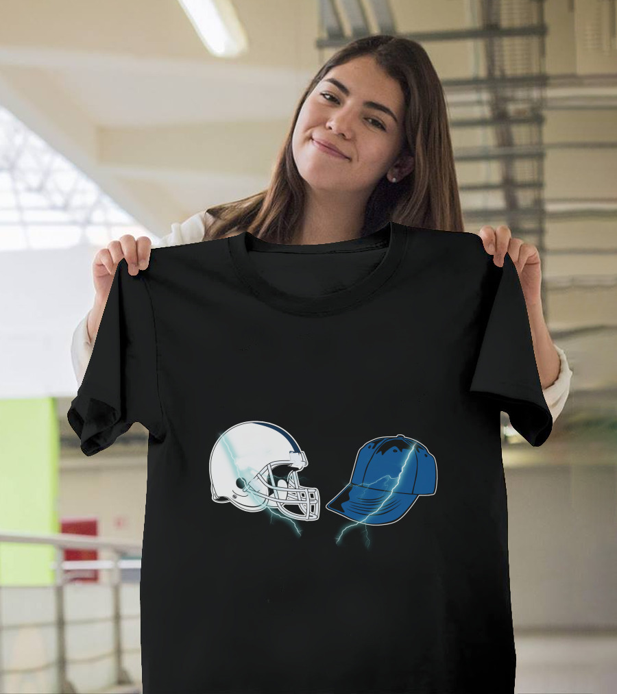 Football Helmet Cap Lightning Showdown T-Shirt
