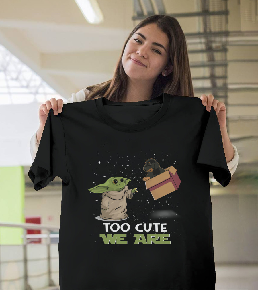 Too Cute We Are Baby Yoda and Doberman T-Shirt
