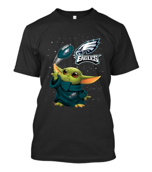 Baby Yoda Philadelphia Eagles Football Force Star Wars Galaxy Fan T-Shirt