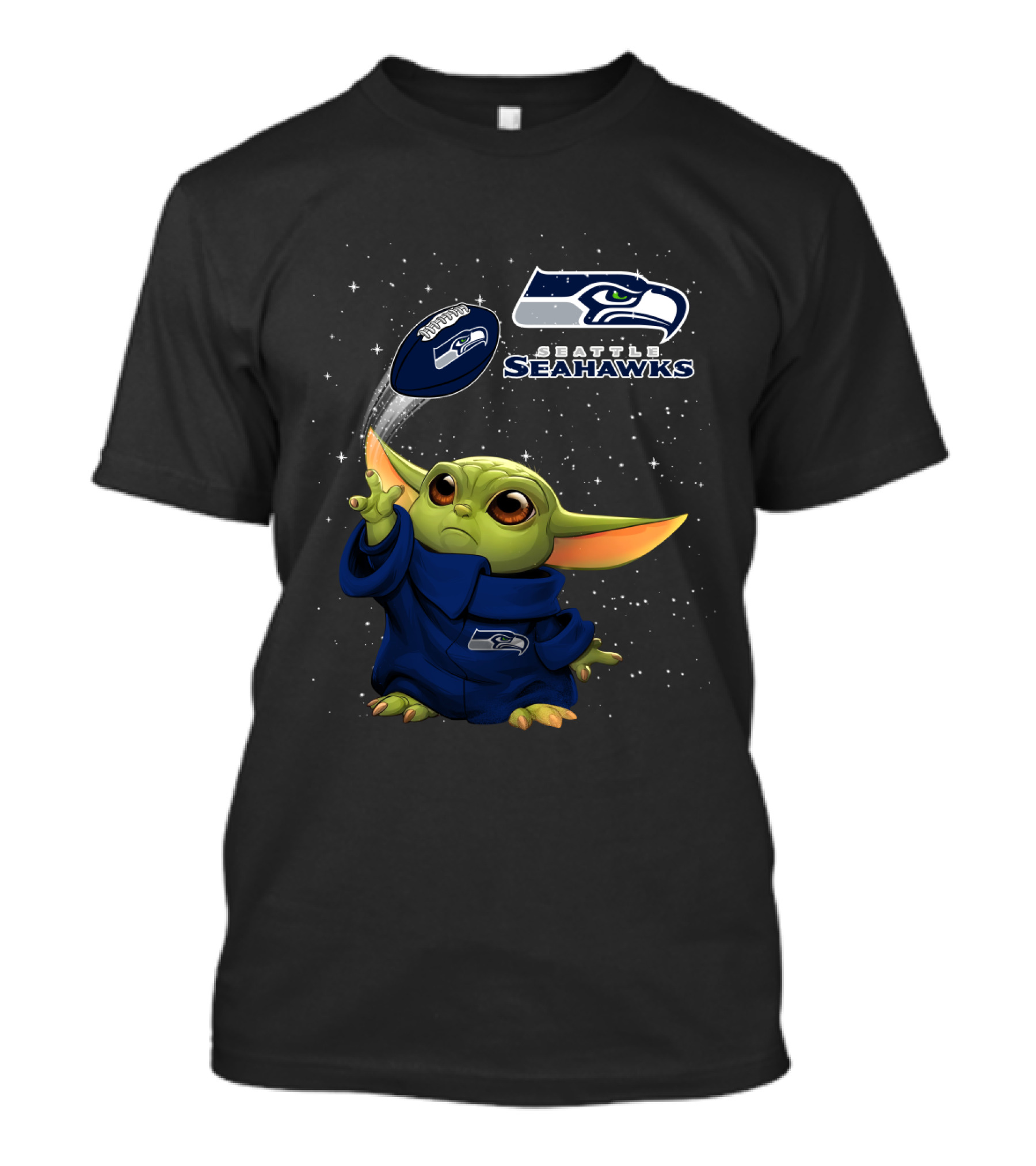 Seattle Seahawks Baby Yoda Star Wars Football T-Shirt