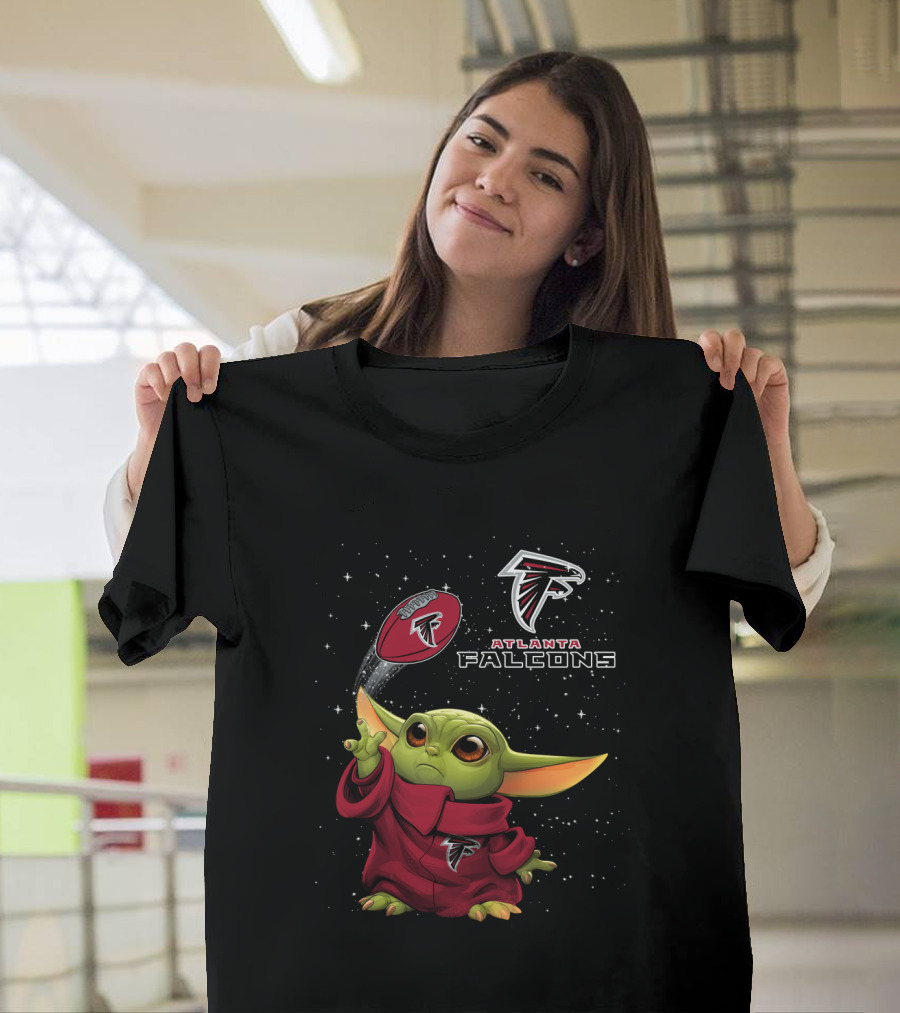 Atlanta Falcons Baby Yoda Star Wars Crossover Football Fan T-Shirt