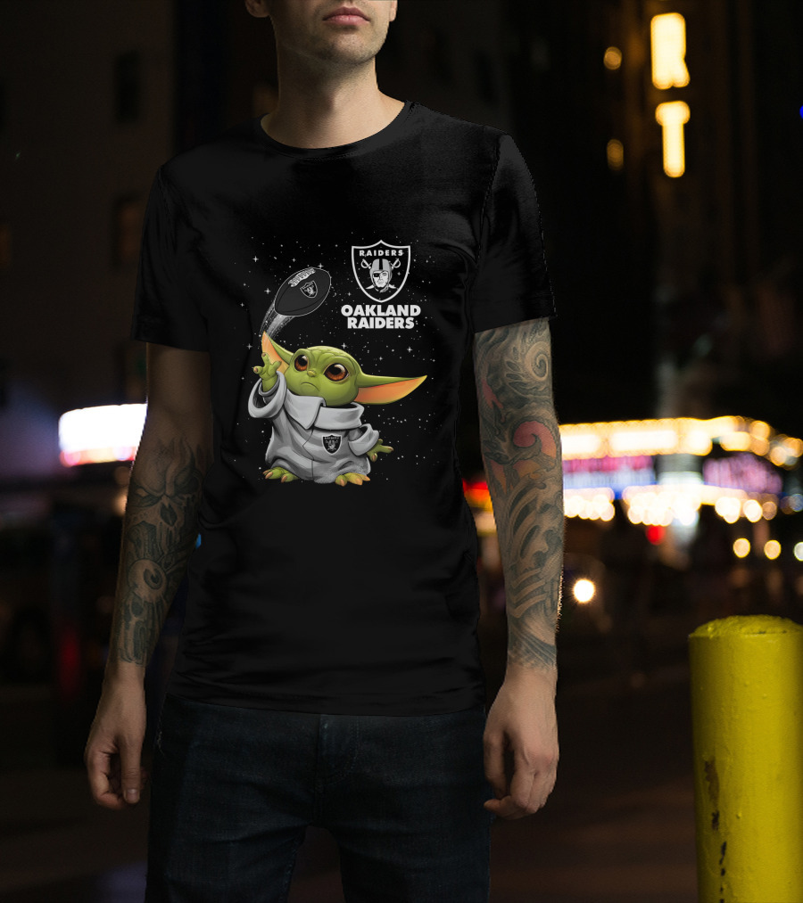 Baby Yoda Oakland Raiders Football Star Wars Fan Merchandise T-Shirt
