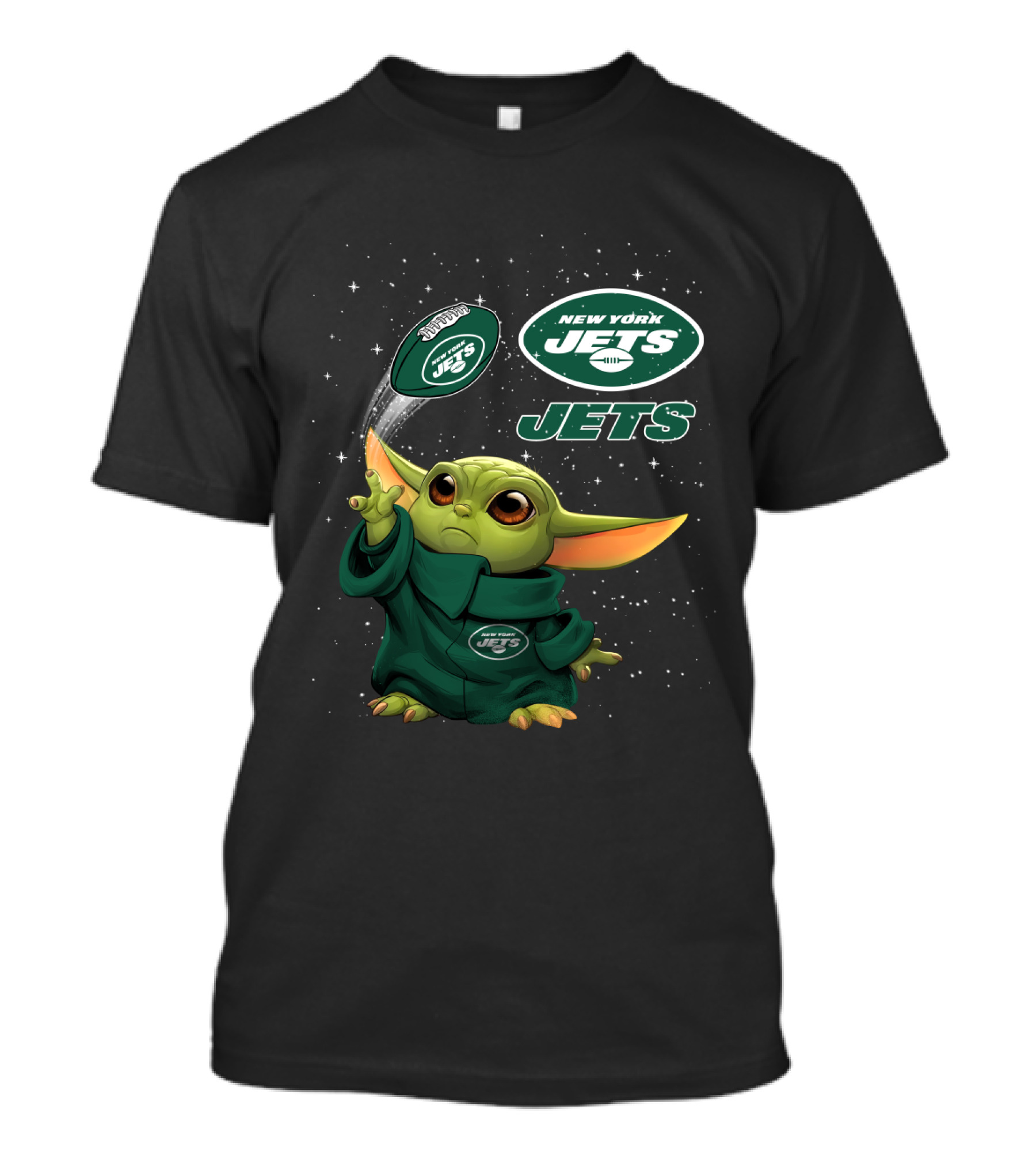 New York Jets Baby Yoda Football Star Wars Crossover T-Shirt