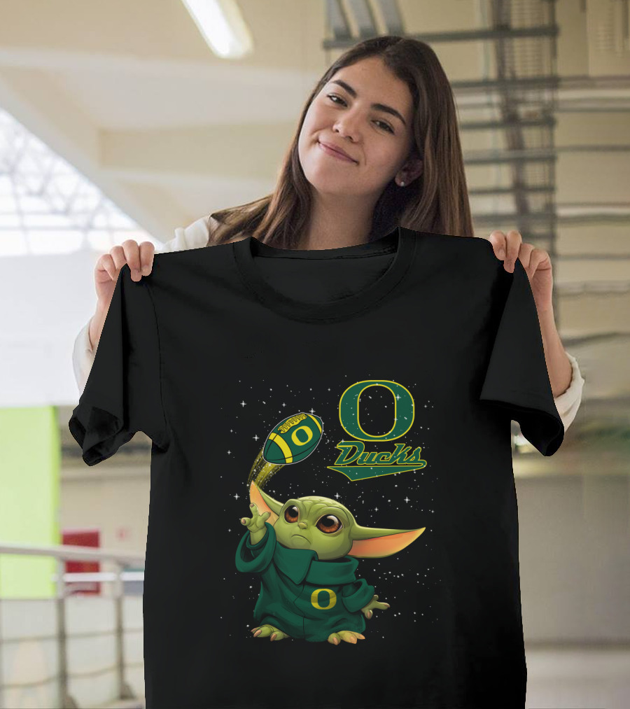 Baby Yoda Oregon Ducks Star Wars Football T-Shirt