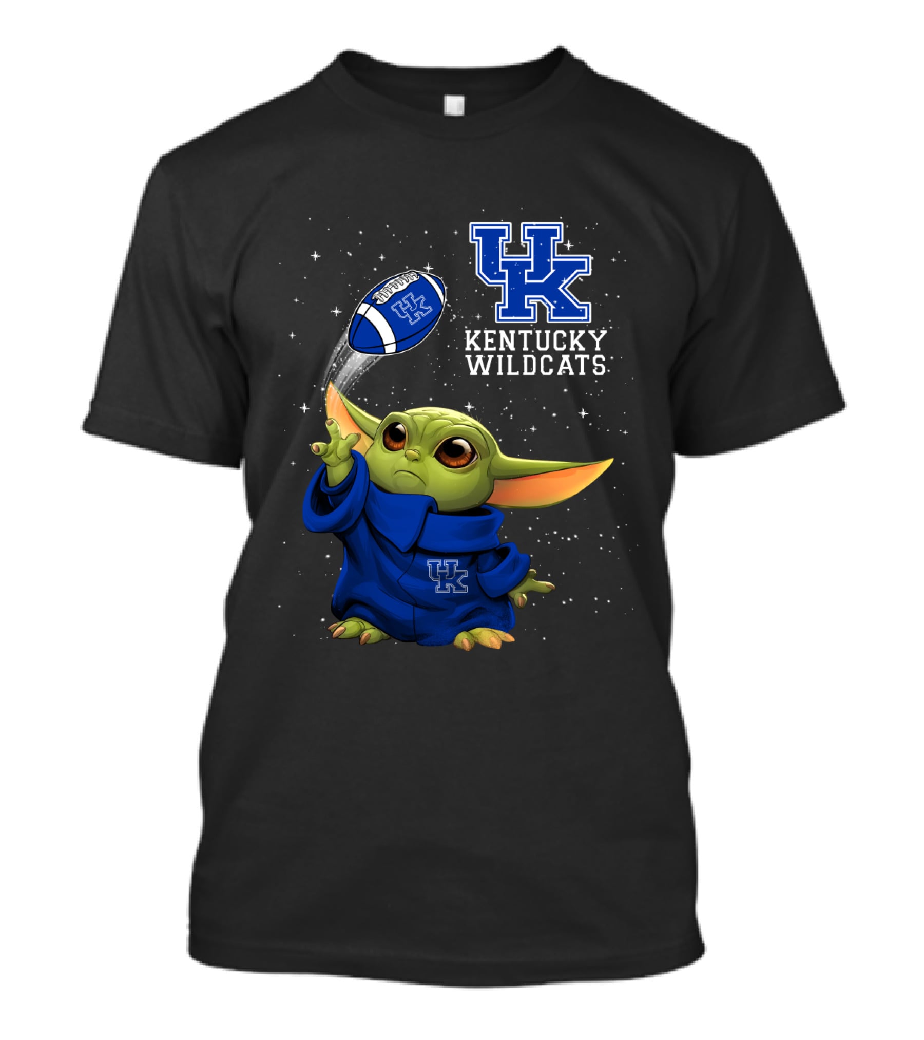 Kentucky Wildcats Baby Yoda Football Throwing Star Wars Crossover T-Shirt