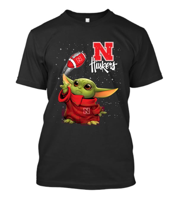 Baby Yoda Nebraska Cornhuskers N Huskers Football Throw T-Shirt