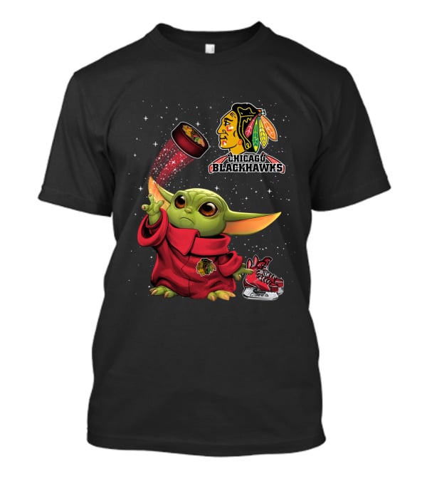 Baby Yoda Chicago Blackhawks Hockey Magic T-Shirt