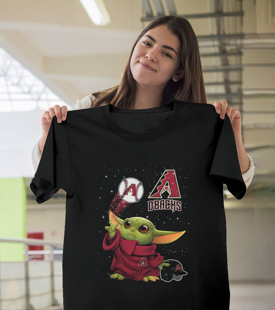 Arizona Diamondbacks Star Wars Baby Yoda Baseball Pitching Magic T-Shirt