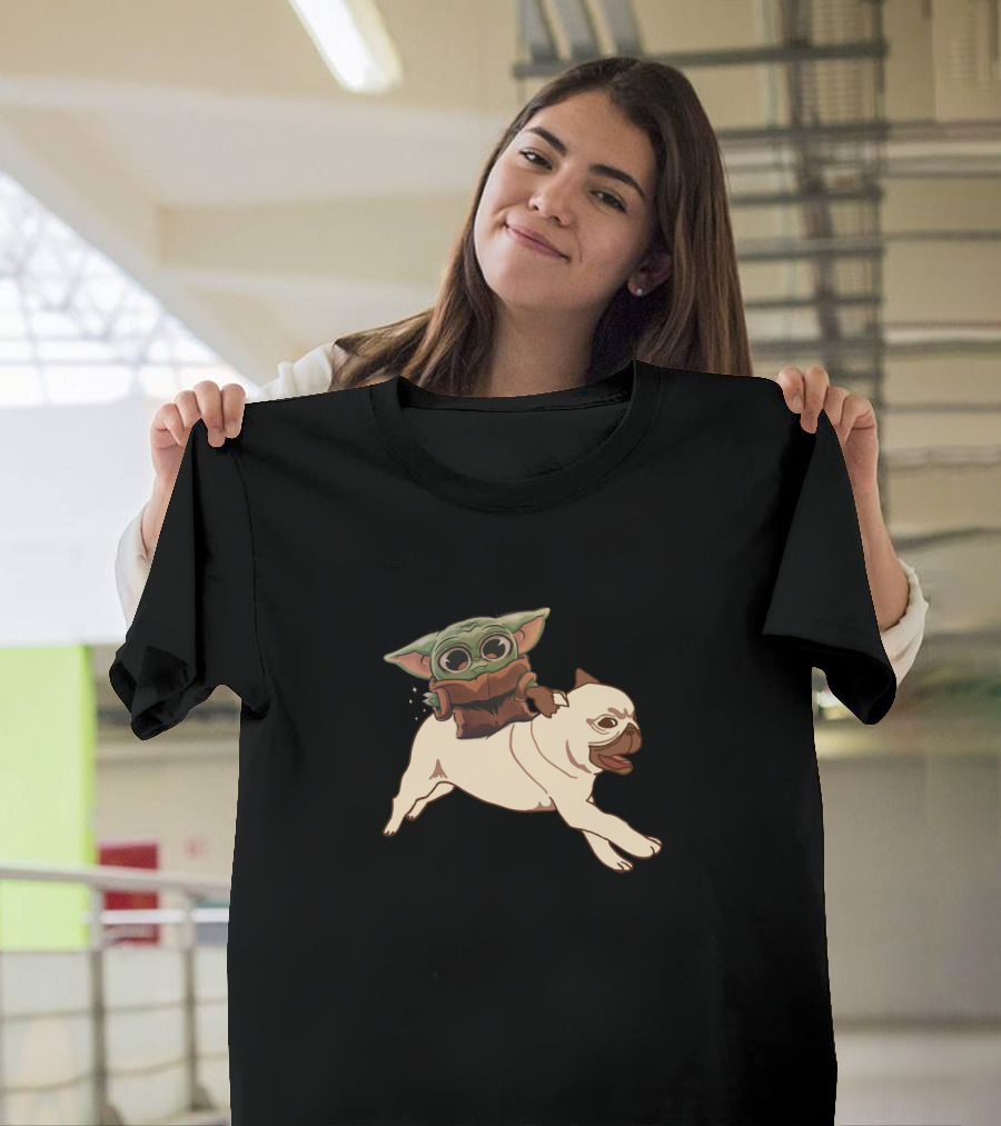 Pug With Child Character Riding T-Shirt