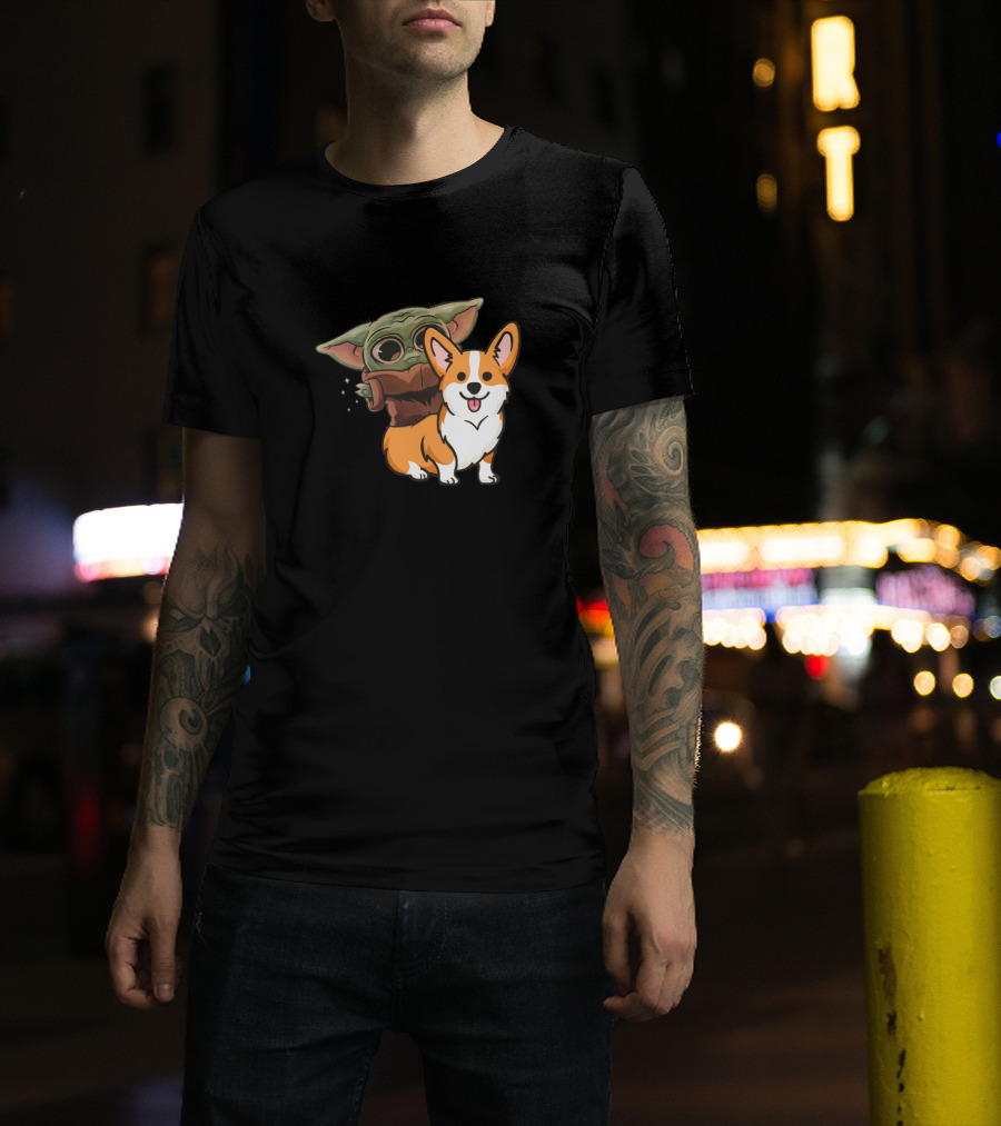 Corgi And Baby Alien Character T-Shirt