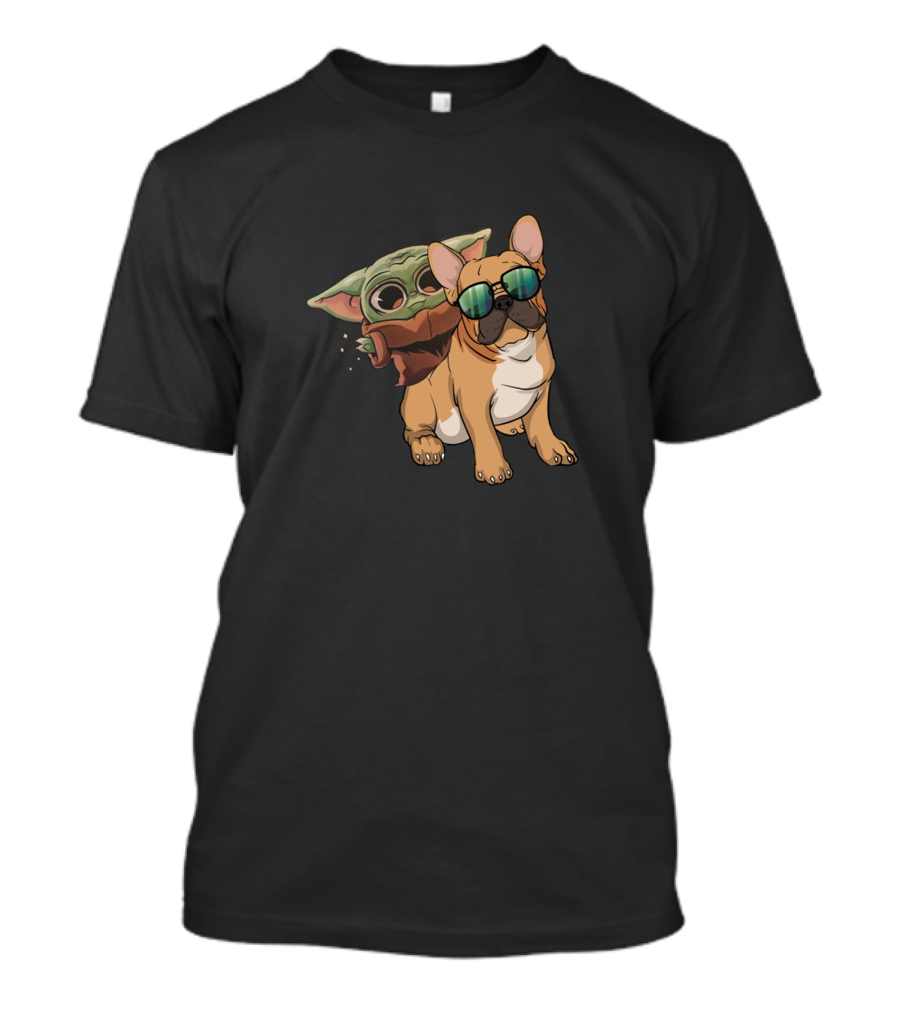 Bulldog Riding With Baby Alien In Sunglasses T-Shirt