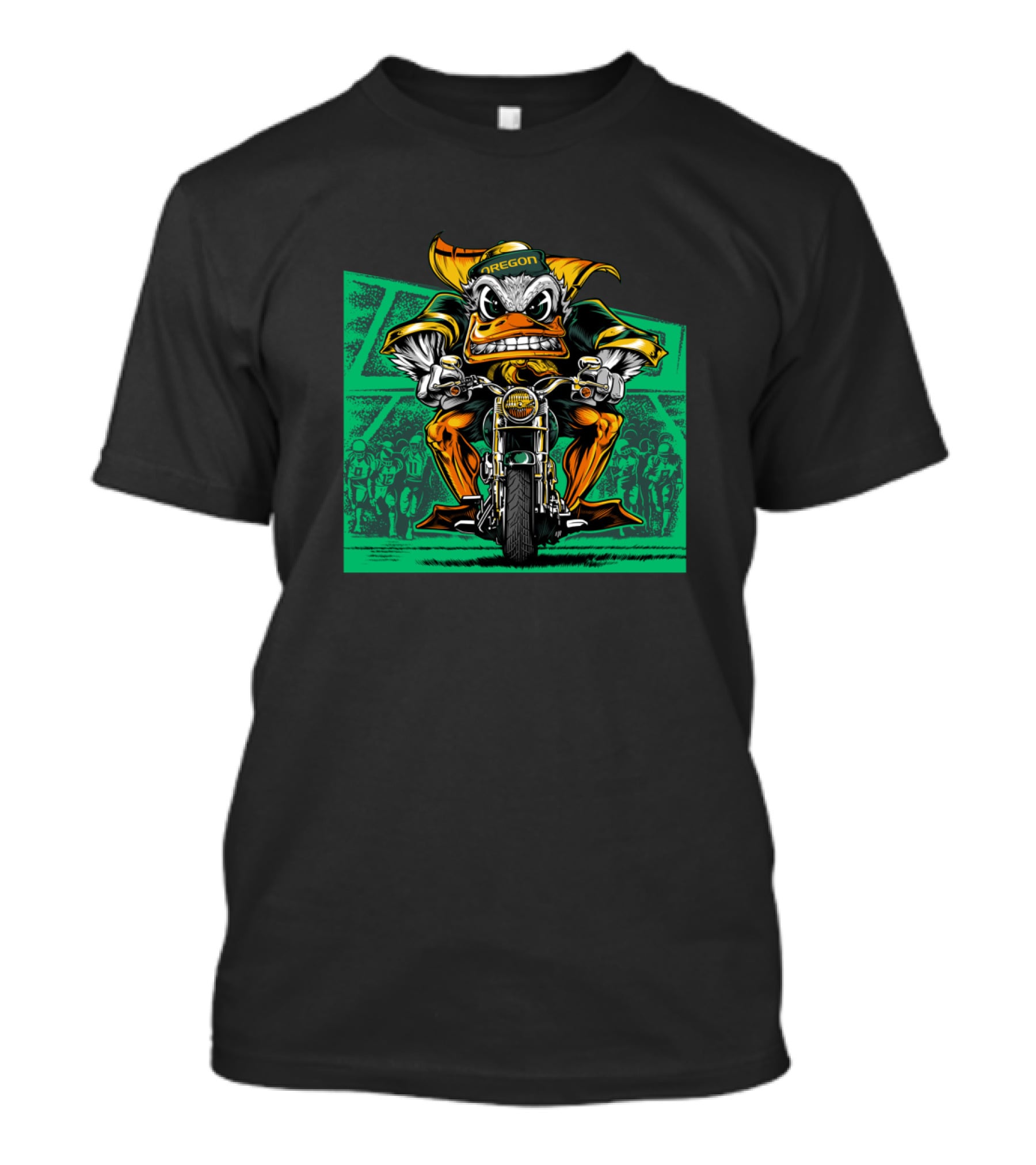 Oregon Duck Riding Motorcycle Bold 2007 Retro Style T-Shirt