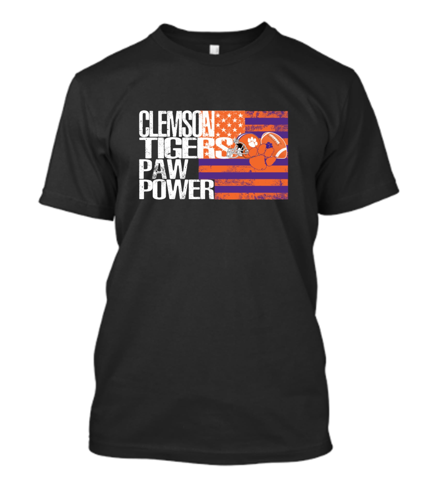 Clemson Tigers Paw Power American Flag T-Shirt