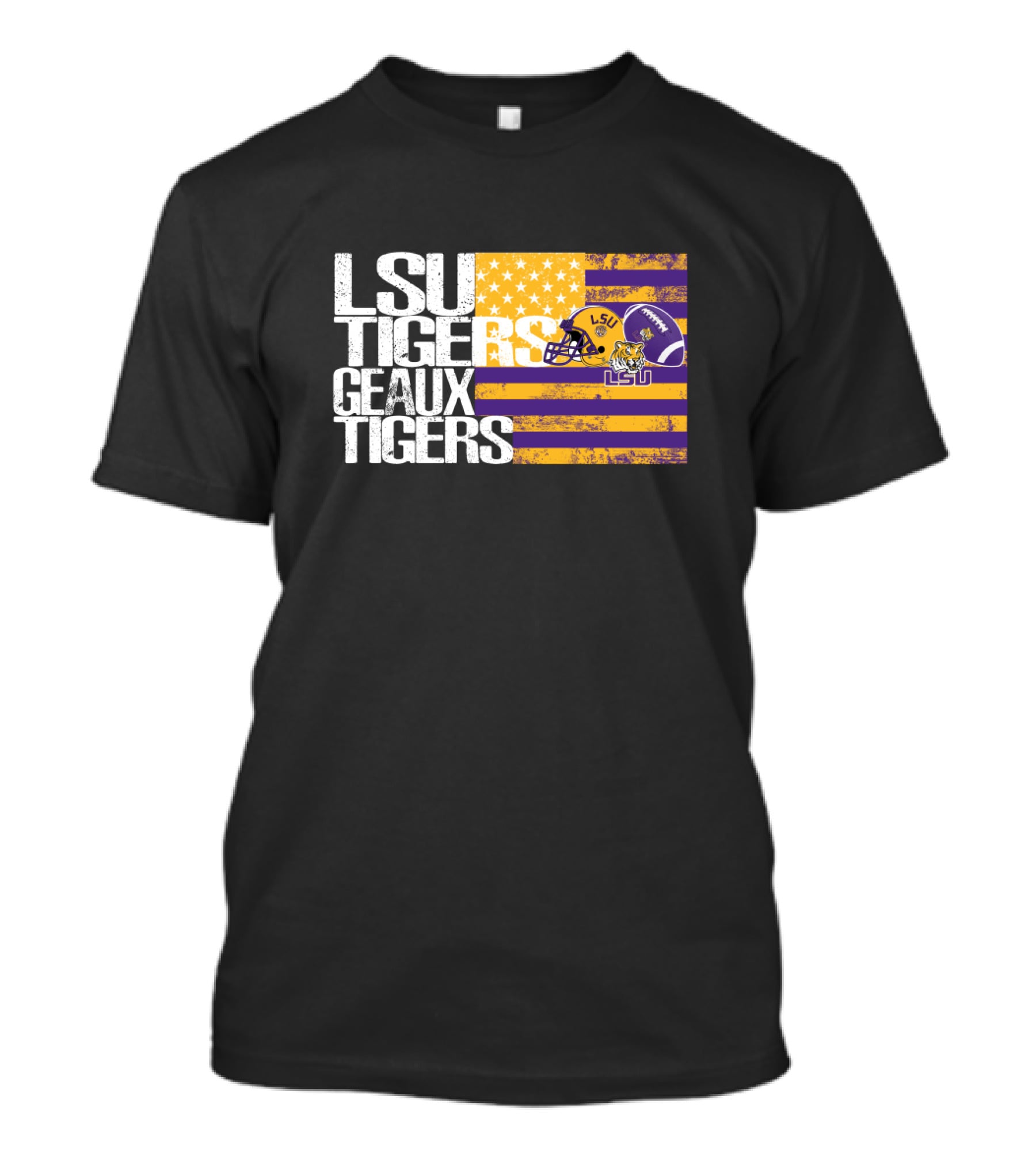 Lsu Tigers Geaux Tigers Purple And Gold Stripes Football Helmet T-Shirt