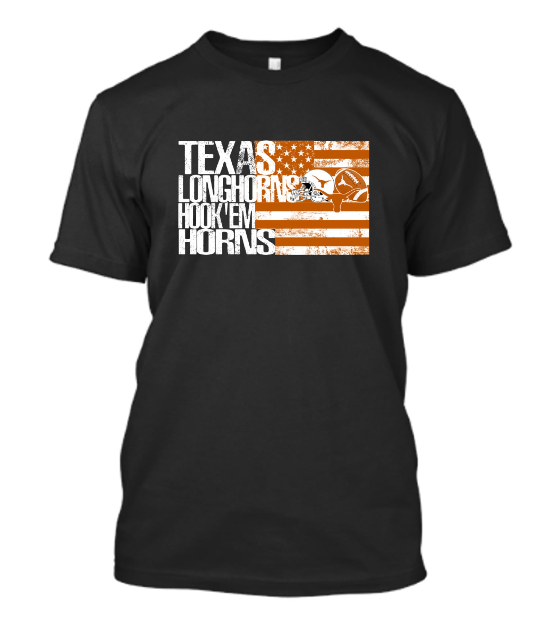 Texas Longhorns Hook 'Em Horns American Flag Football Helmet T-Shirt