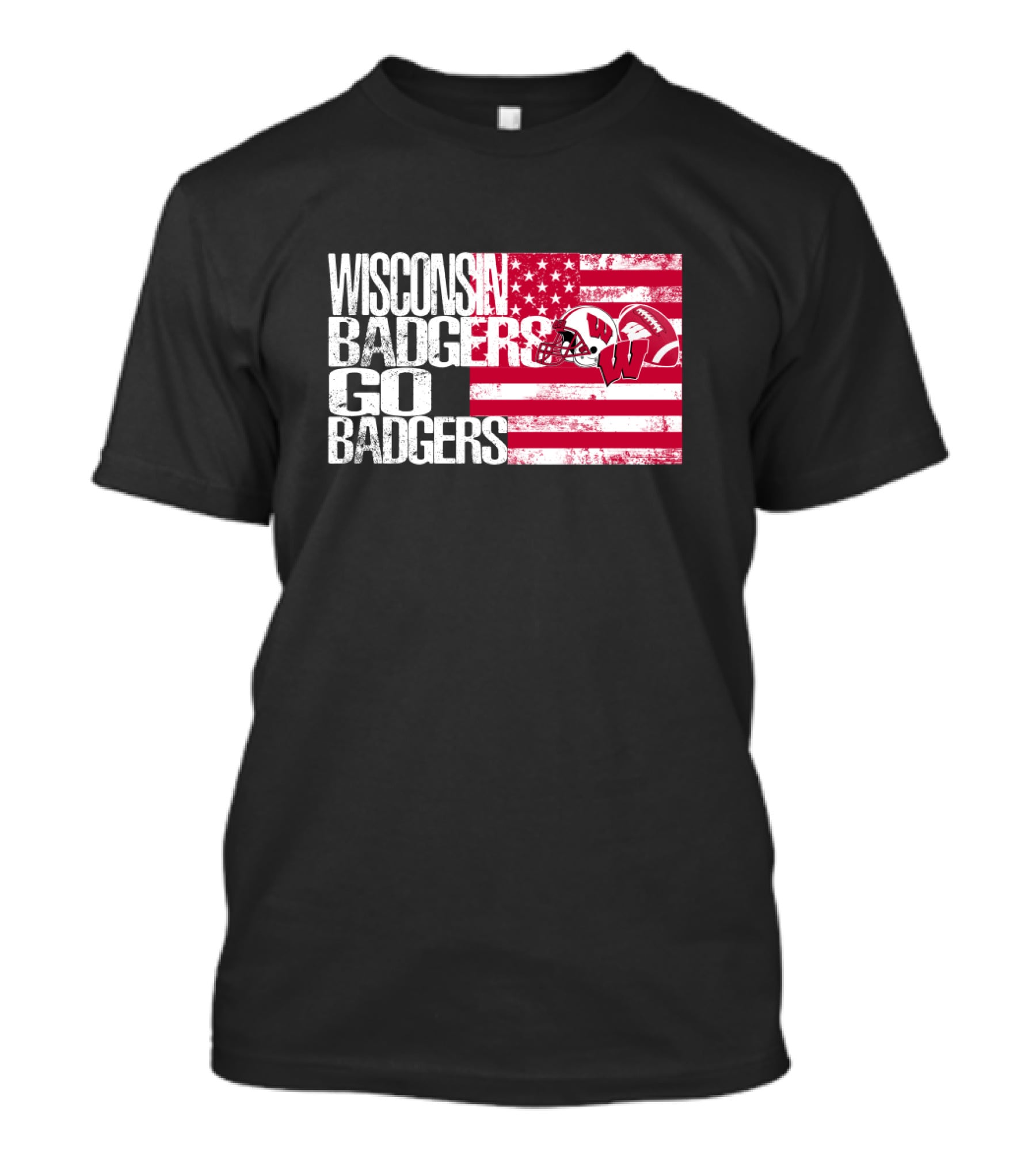 Wisconsin Badgers Go Badgers American Flag Helmet T-Shirt