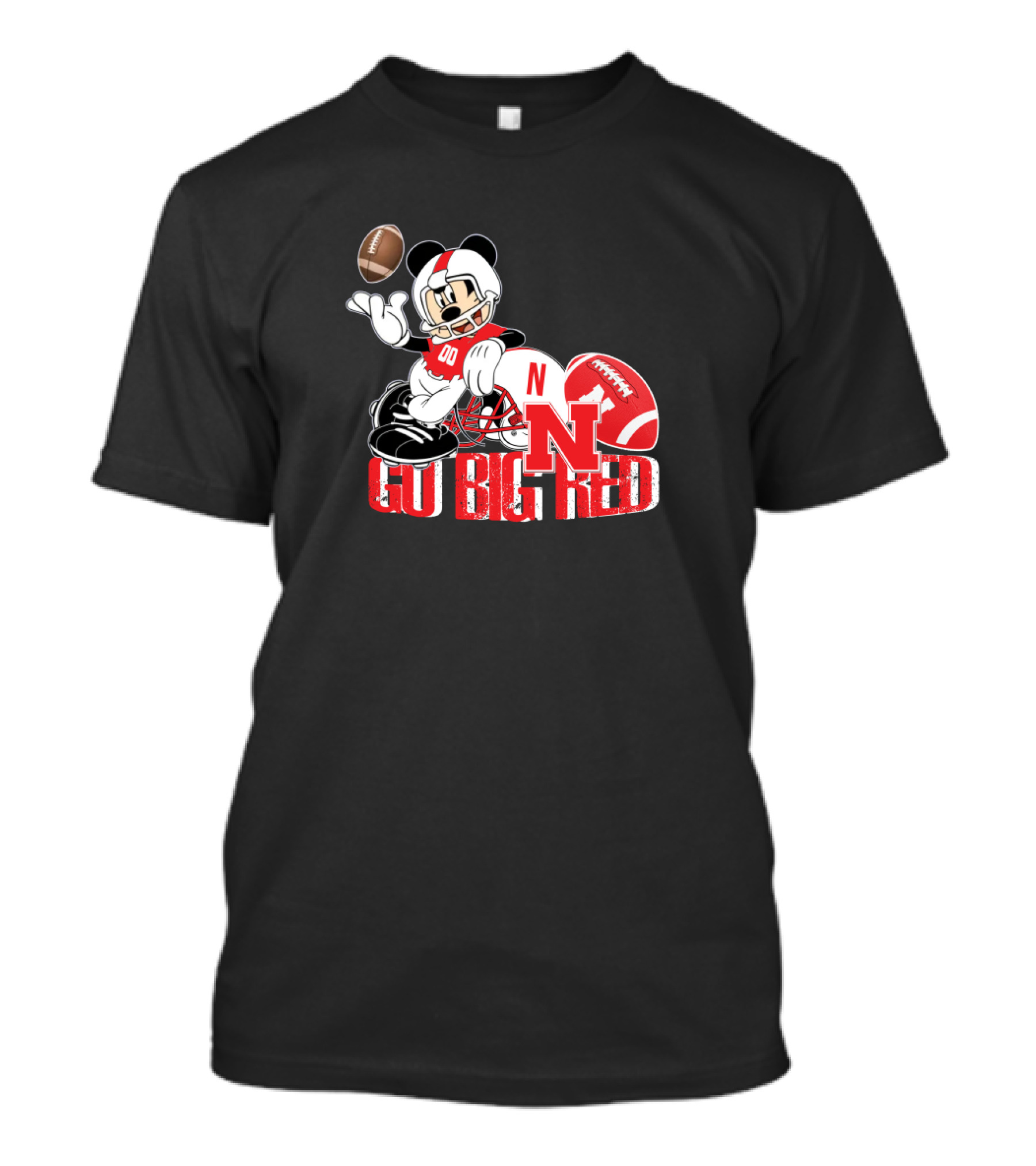 Go Big Red Nebraska Mickey Football T-Shirt
