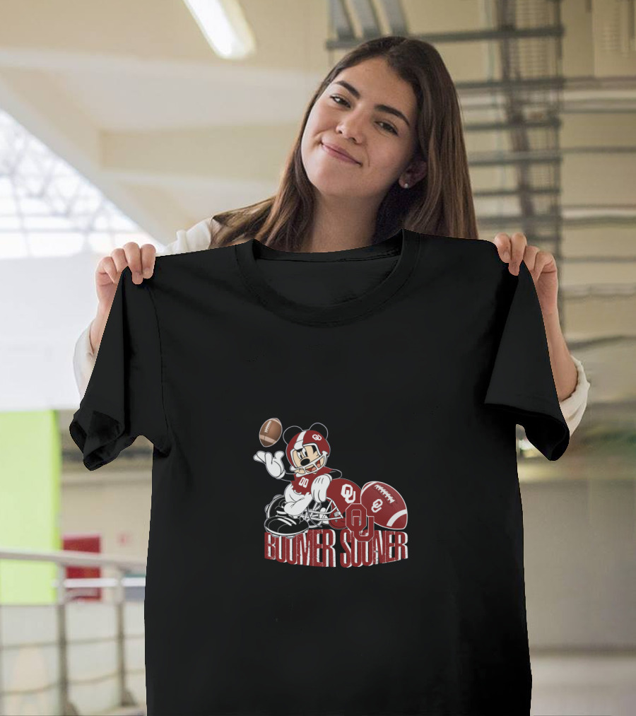 Boomer Sooner Ou Football Character Throwing Football T-Shirt