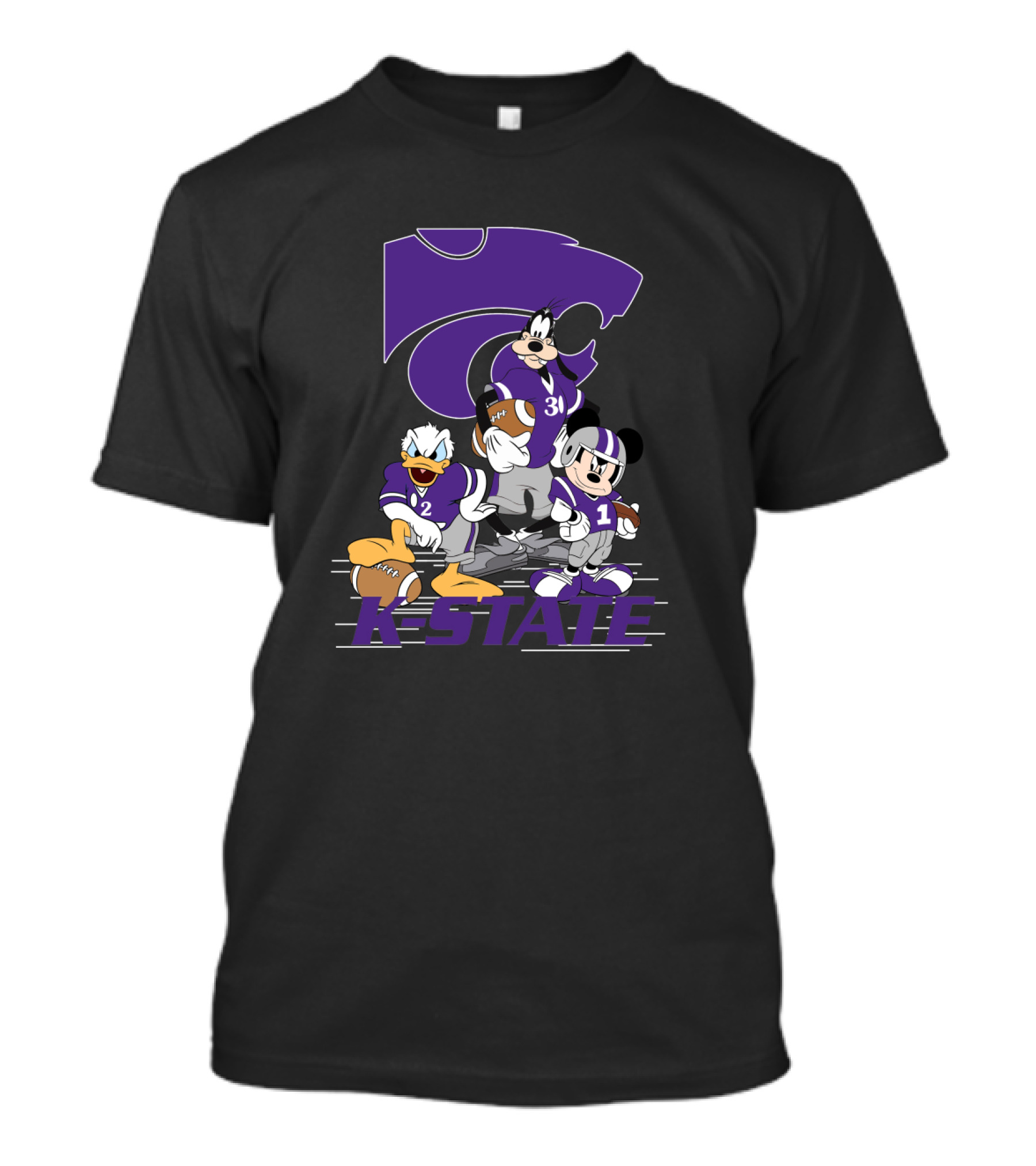 K-State Wildcats Football Characters With Ksu Powercat Logo Chtnca10009 T-Shirt