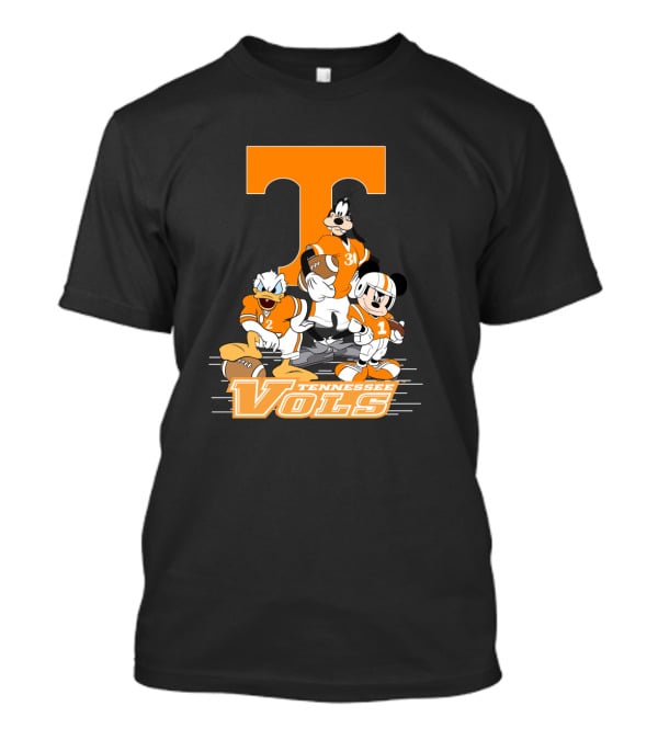 Tennessee Vols T Logo Donald Goofy Mickey Football Players T-Shirt