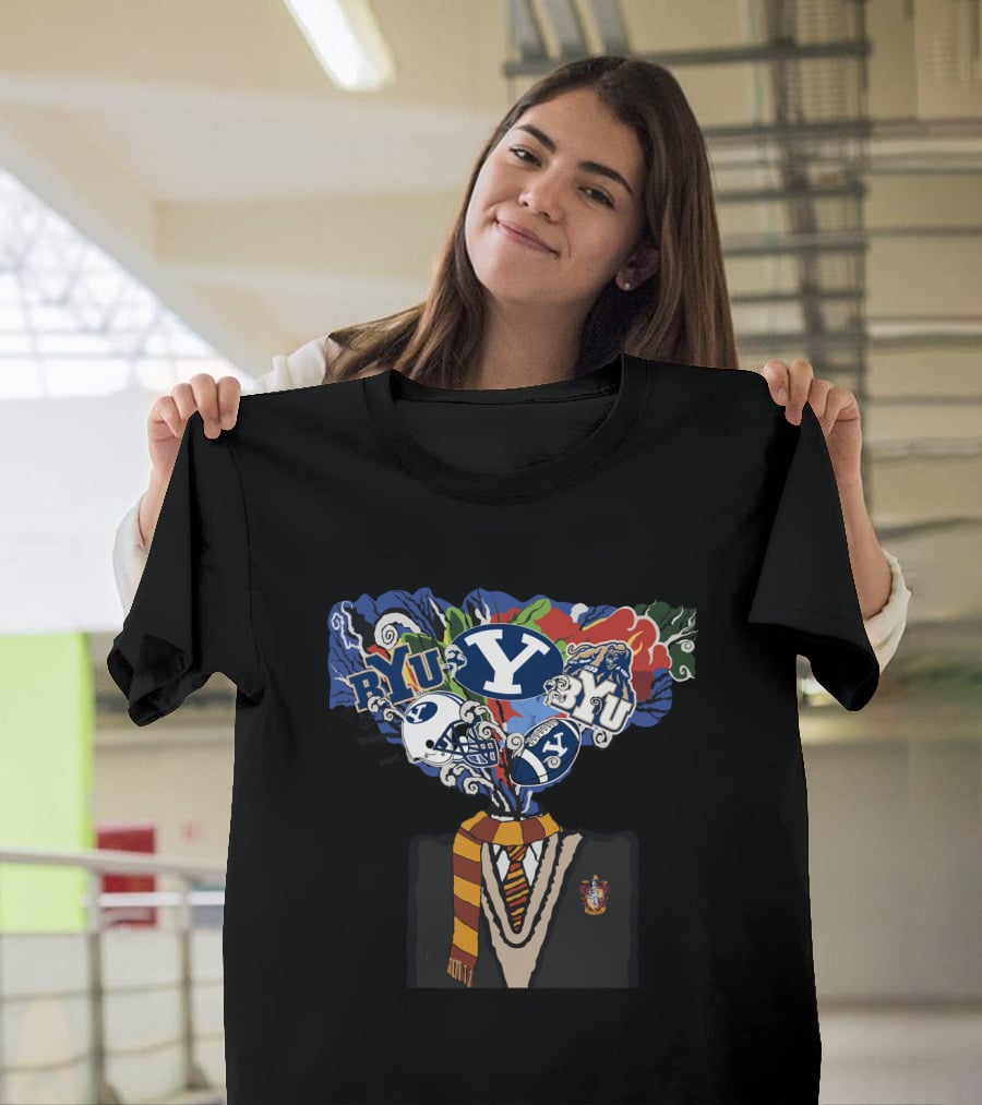 Byu Cougars Hogwarts Student Gryffindor Scarf And Crest T-Shirt