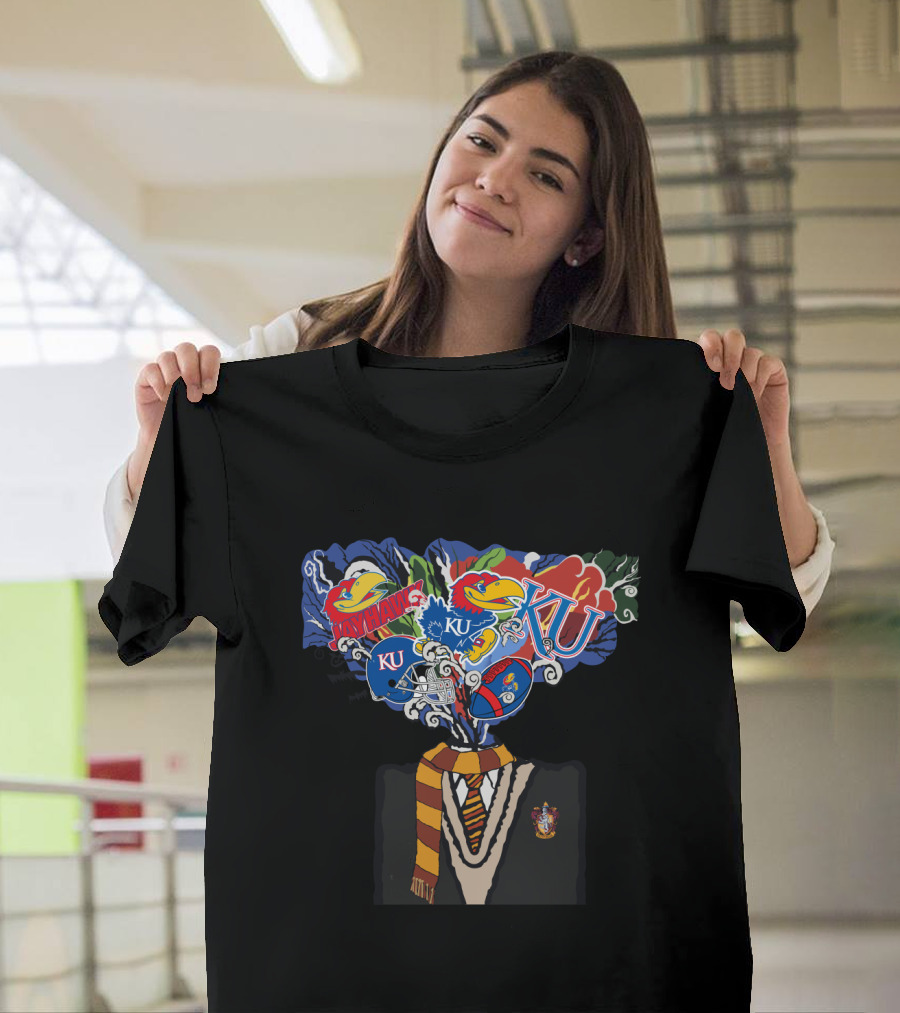 Ku Jayhawks Wizard Robes With Gryffindor Colors T-Shirt