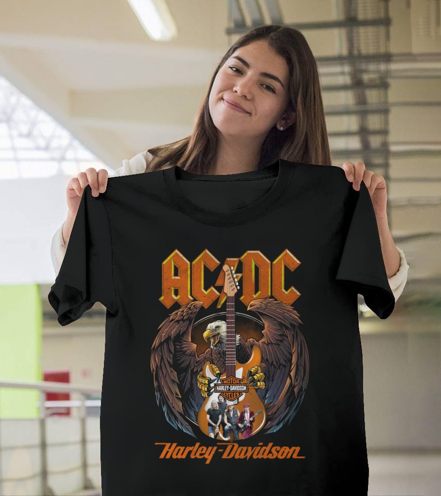 Ac Dc Harley Davidson Motorcycles Eagle Guitar Band Members T-Shirt