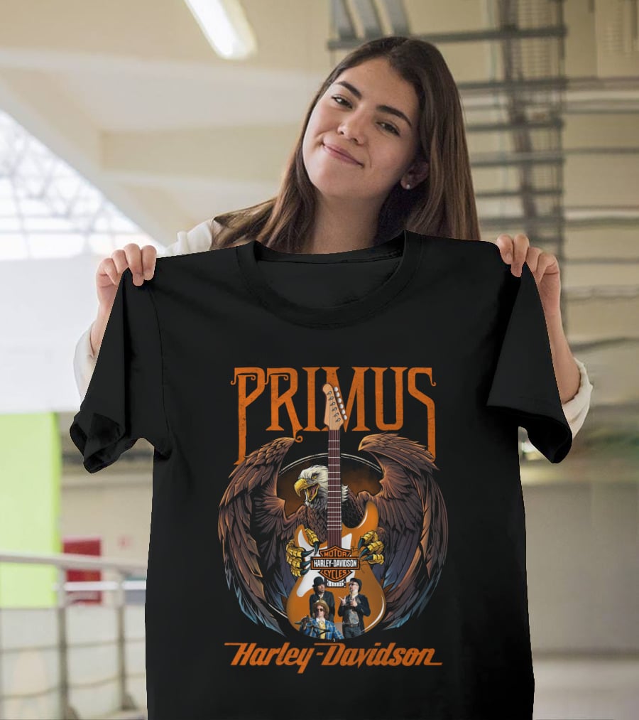 Primus Harley Davidson Motorcycles Eagles Guitar T-Shirt
