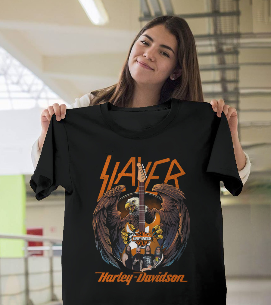 Slayer Harley Davidson Motorcycles Eagle Guitar T-Shirt
