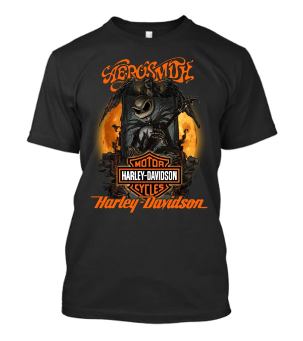 Aerosmith Harley Davidson Jack Skellington Halloween Moon T-Shirt