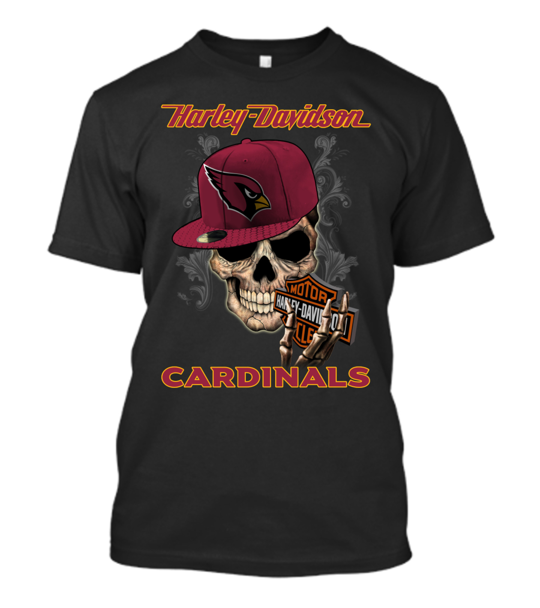 Harley Davidson Skull Arizona Cardinals Hat T-Shirt