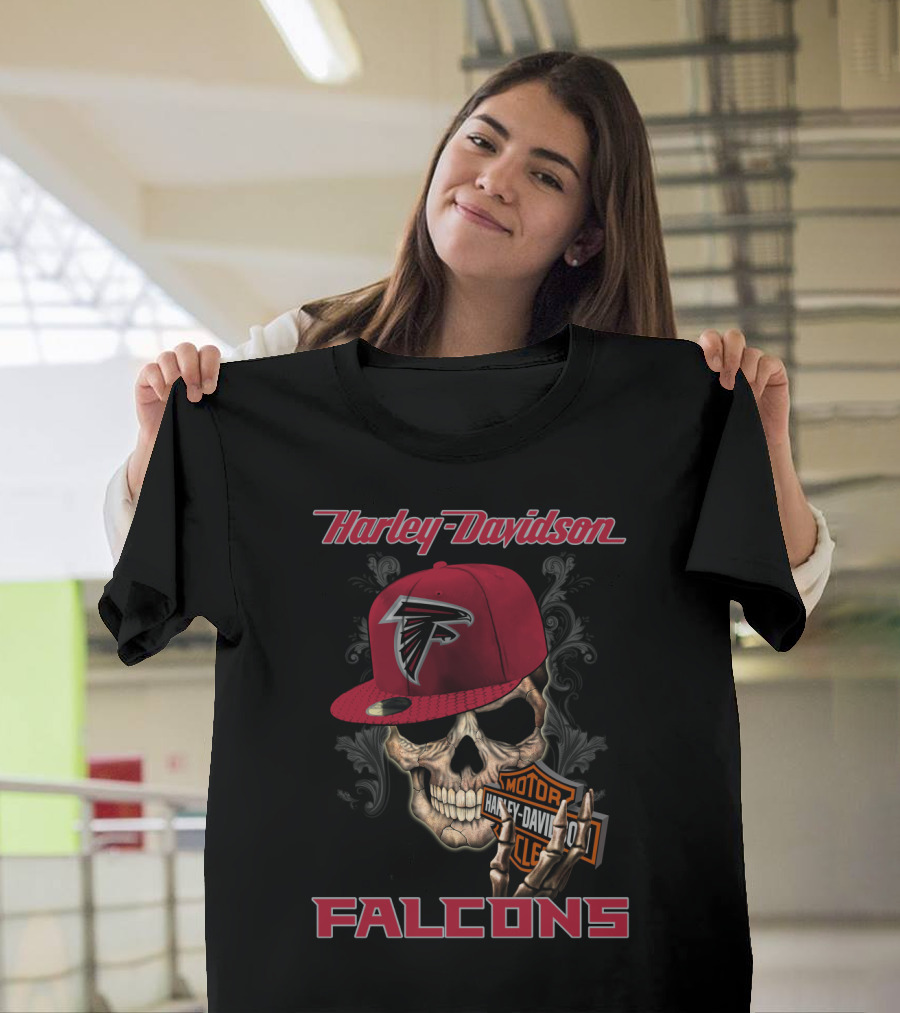 Harley Davidson Atlanta Falcons Skull Moto T-Shirt