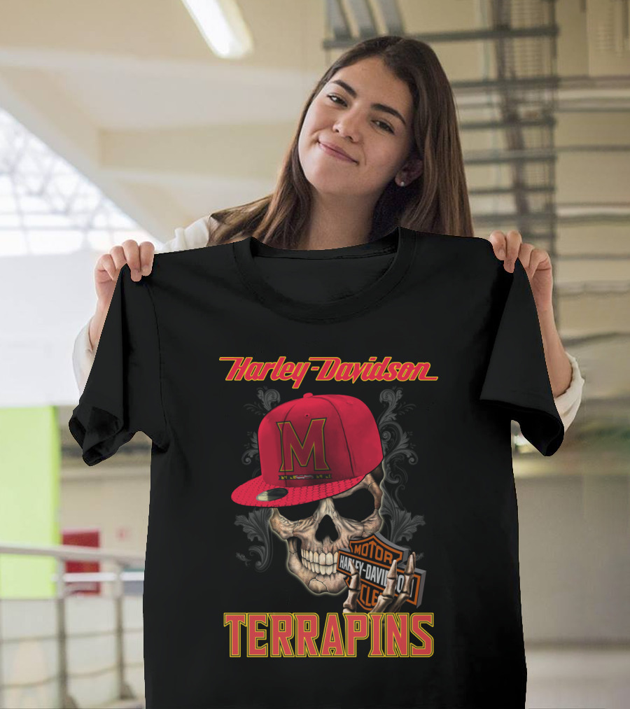 Harley Davidson Skull Maryland Terrapins T-Shirt