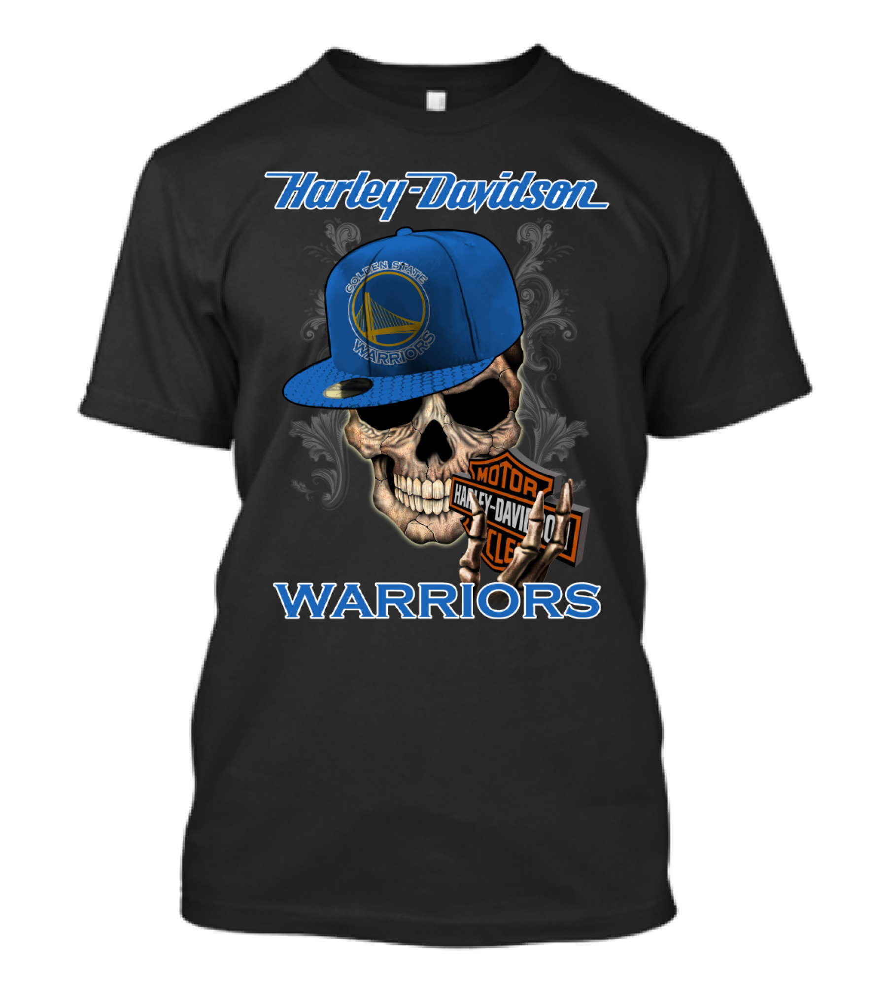 Harley Davidson Motor Skull Golden State Warriors T-Shirt