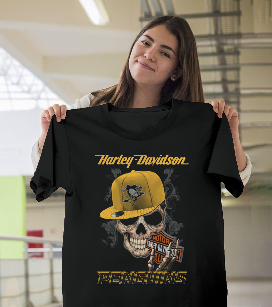 Harley Davidson Pittsburgh Penguins Skull Nhl1 T-Shirt