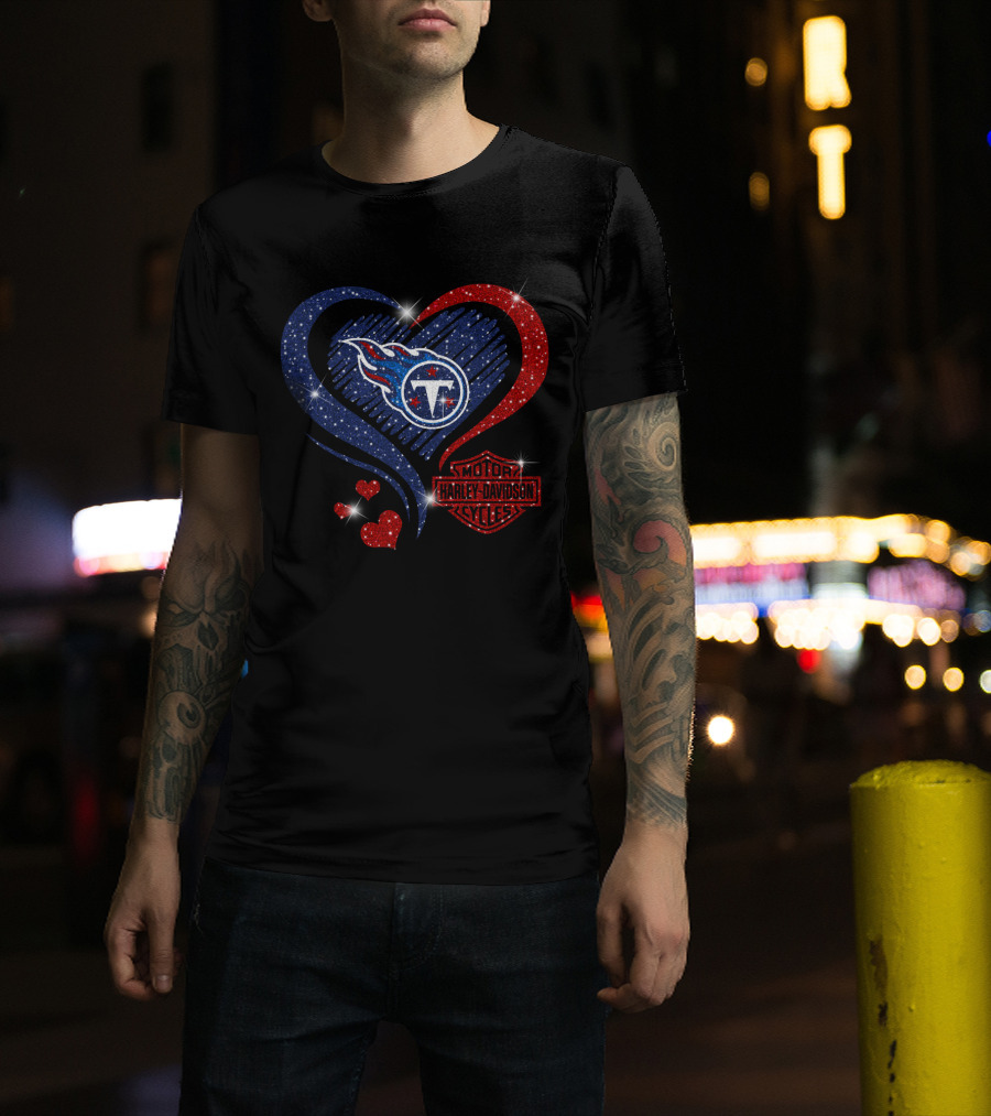 Tennessee Titans Heart Harley Davidson Styles T-Shirt