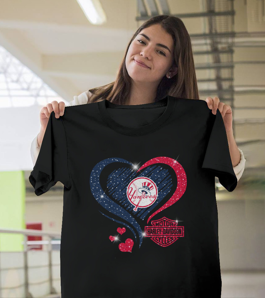Yankees Heart Harley Davidson Mlb New York Yankees T-Shirt