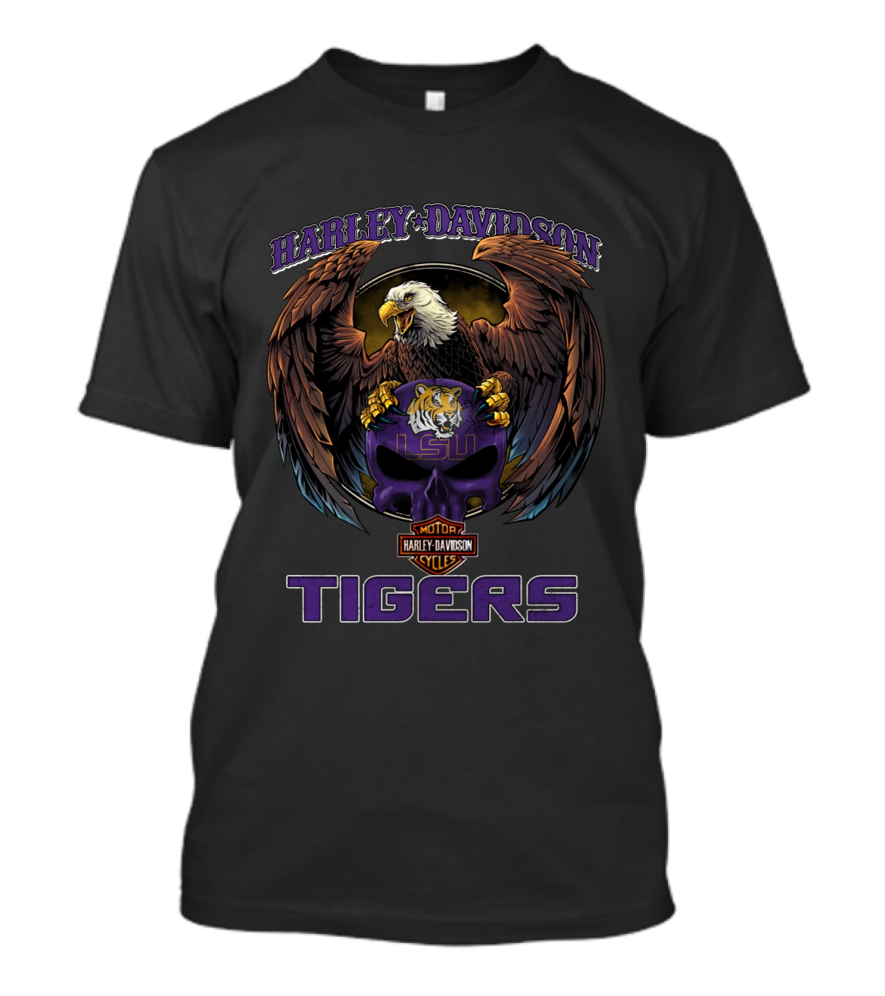 Harley Davidson Lsu Tigers Motorcycles Eagle Badge T-Shirt