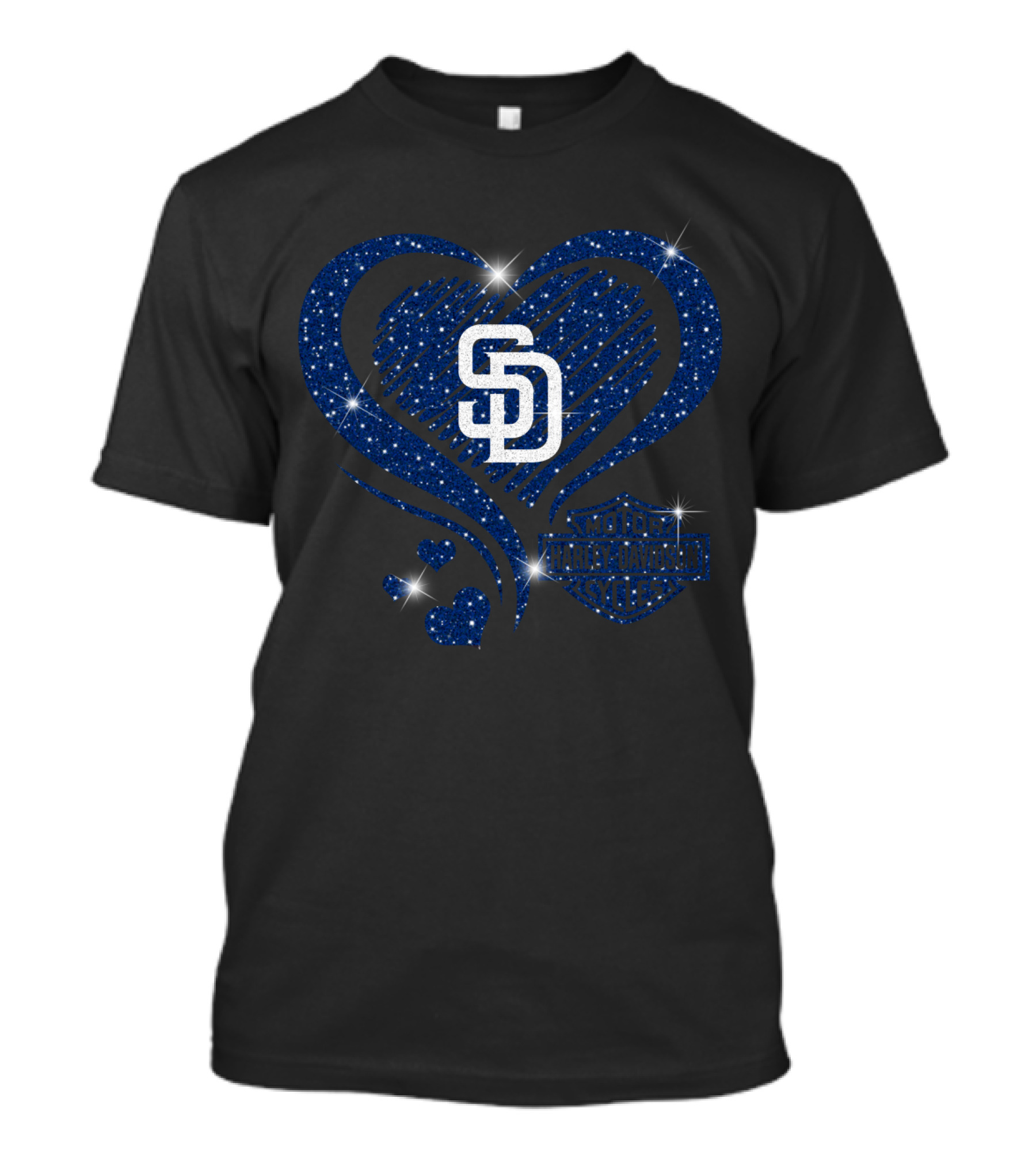 Sd Heart Mlb San Diego Padres Harley Davidson Sparkle T-Shirt