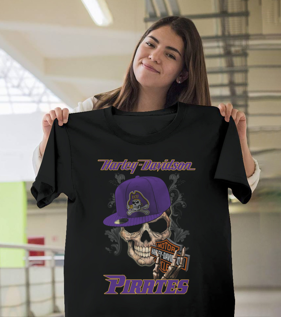 Harley Davidson Ecu Pirates Skull With Hat T-Shirt