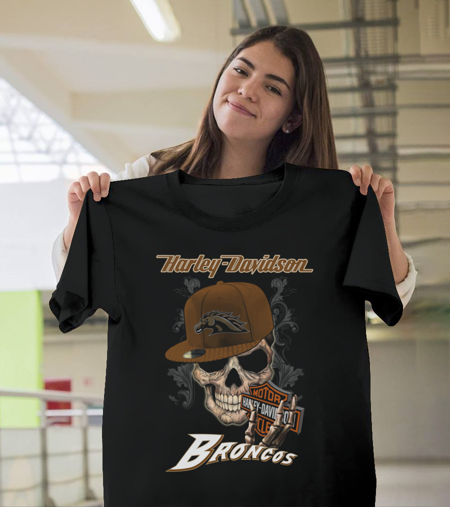 Harley Davidson Western Michigan Broncos Skull T-Shirt