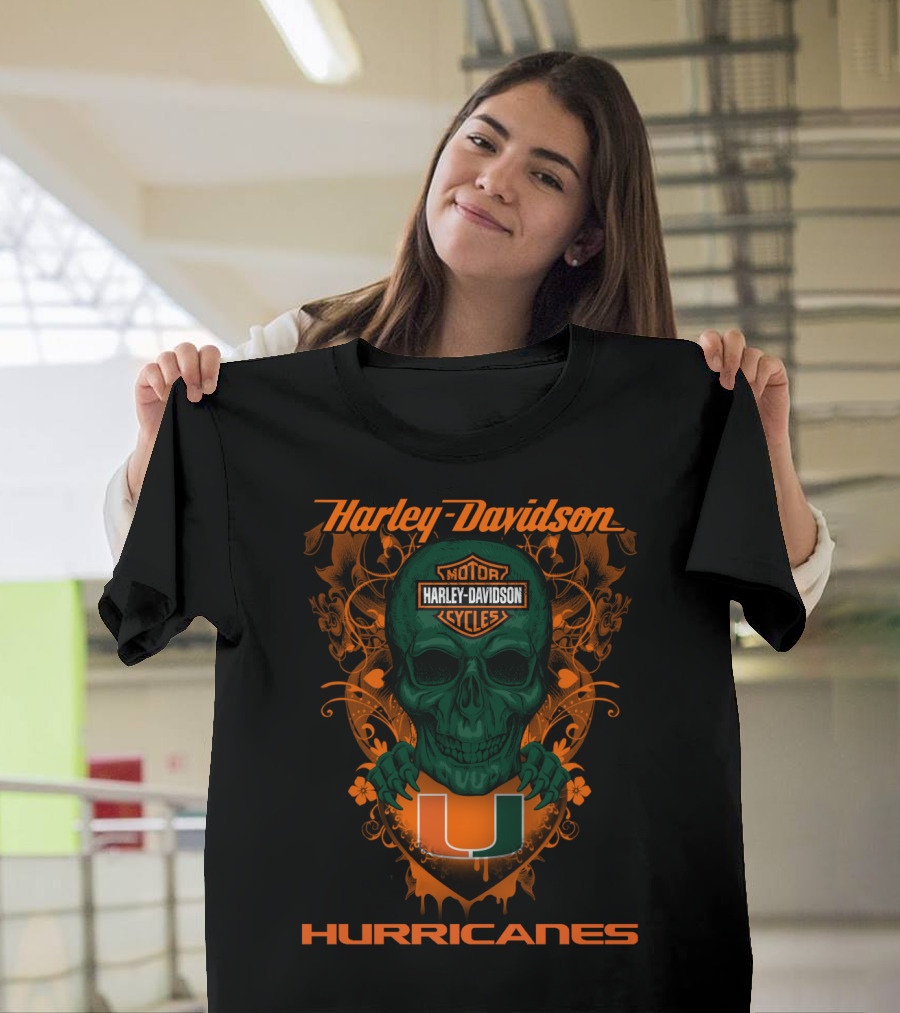 Harley Davidson Miami Hurricanes Skull T-Shirt