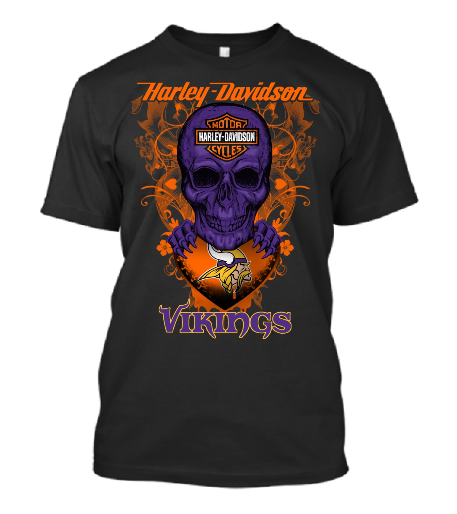 Harley Davidson Purple Skull Motor Minnesota Vikings T-Shirt