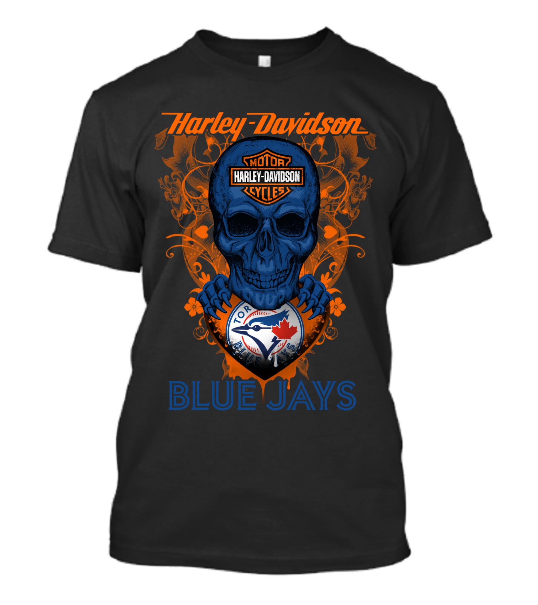 Harley Davidson Skull Toronto Blue Jays Motor Cycles Blue Jays T-Shirt