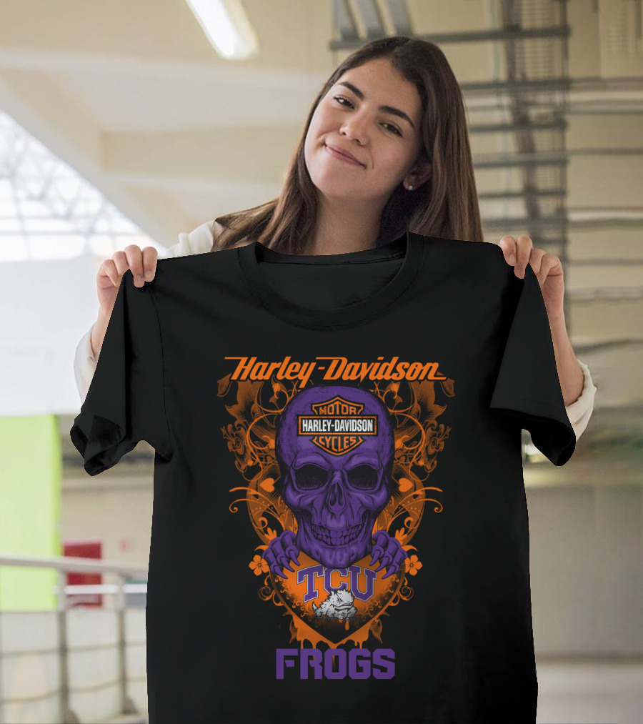 Harley Davidson Tcu Horned Frogs Skull T-Shirt