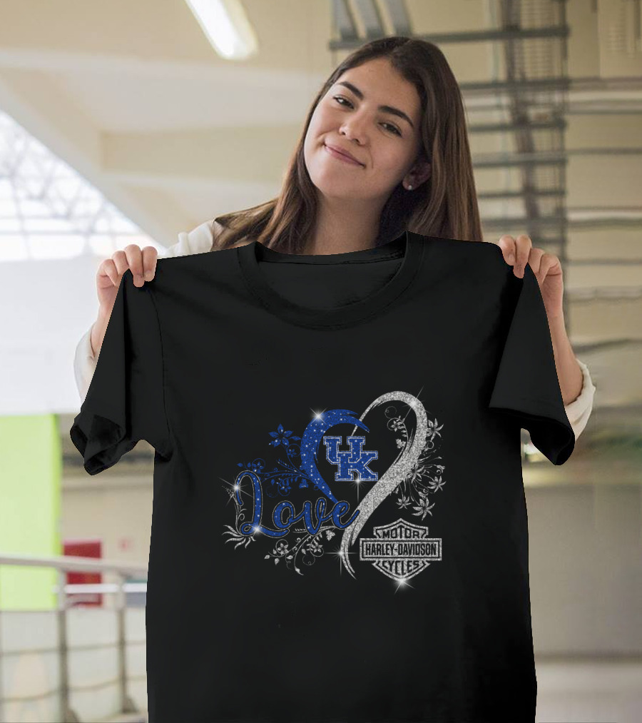 Love Uk Kentucky Wildcats Harley Davidson Motor Cycles T-Shirt