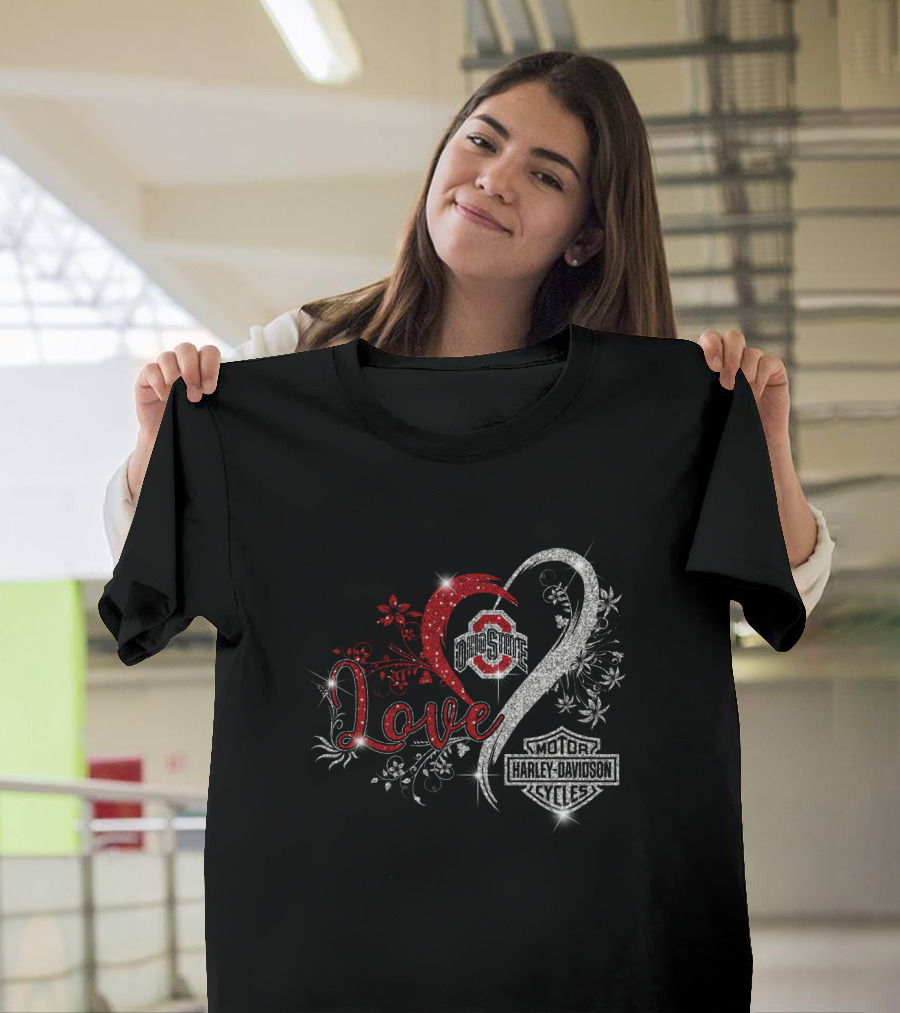 Love Ohio State Buckeyes Harley Davidson Cycles T-Shirt