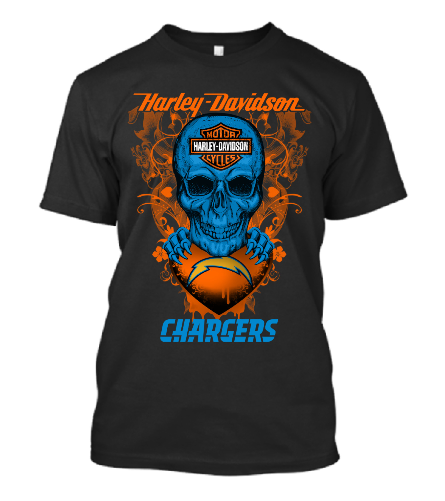 Harley Davidson Los Angeles Chargers Skull T-Shirt