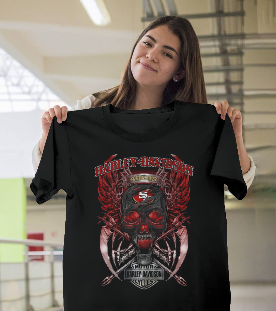 Harley Davidson San Francisco 49ers Skull Wings T-Shirt